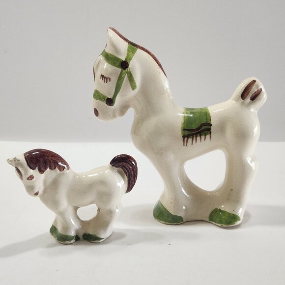 Vintage 1940s Rio Hondo Pottery Horse Figurines Set of 2 - Picture 1 of 11